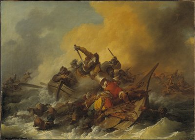 Battaglia in mare tra soldati e pirati orientali, 1767 da Philippe Jacques de Loutherbourg